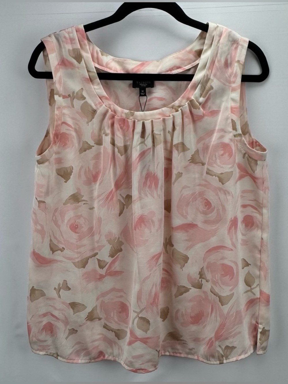 Talbots Cream and Pink Floral Rose Tank Top NEW - Picture 1 of 11